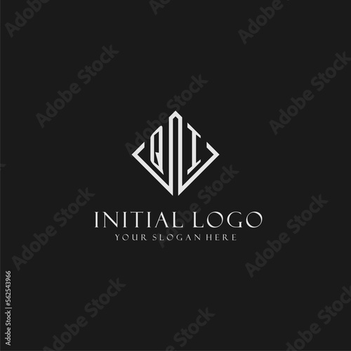 Letter QI logo with rhombus square design style