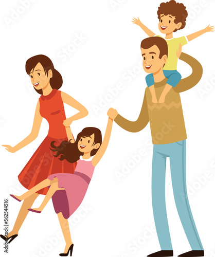 Happy family together. Boy and girl laughing with parents