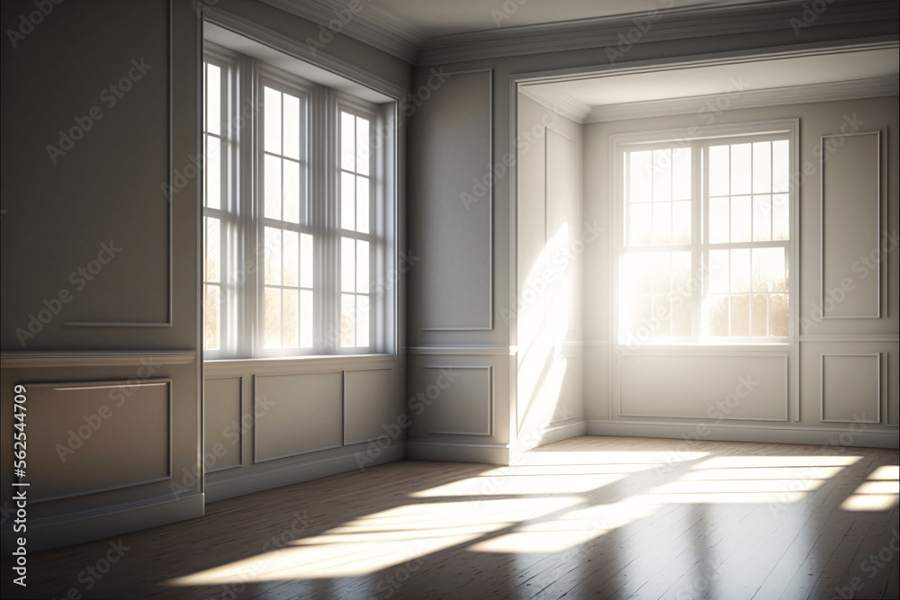 Fototapeta premium Empty room interiow with copyspace. Designed using generative ai
