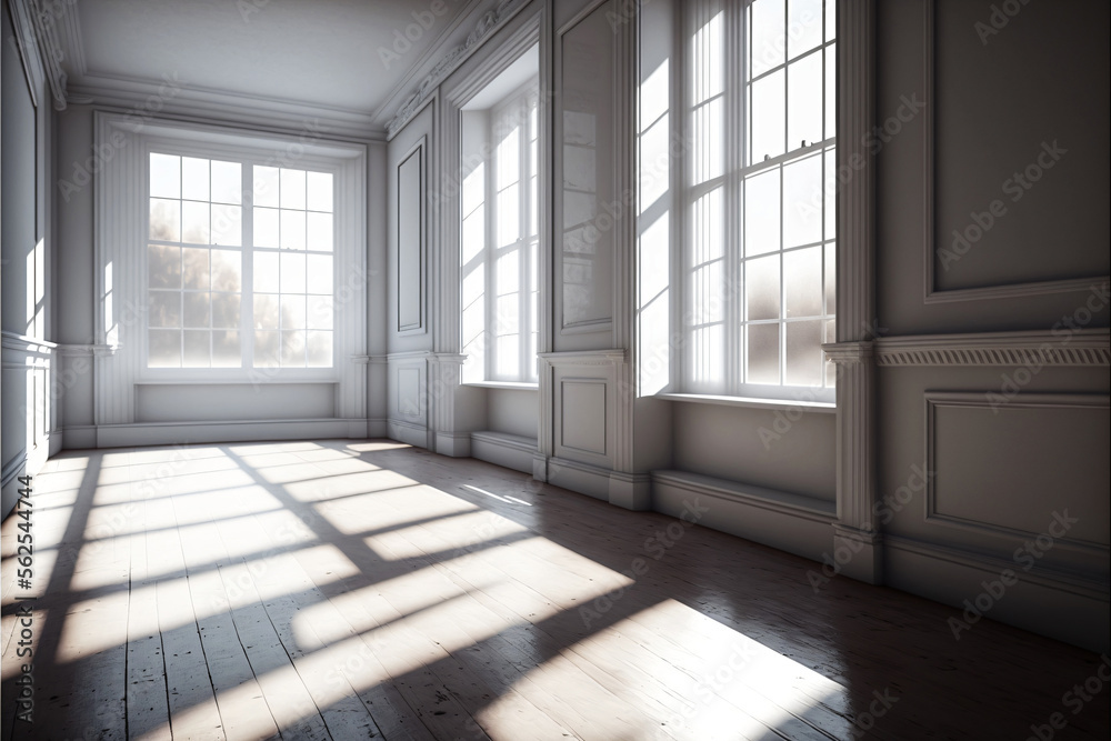 Empty room interiow with copyspace. Designed using generative ai Empty room interiow with copyspace. Designed using generative ai