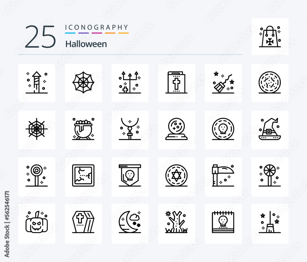 Halloween 25 Line icon pack including witchcraft. halloween. halloween trident. broom. halloween
