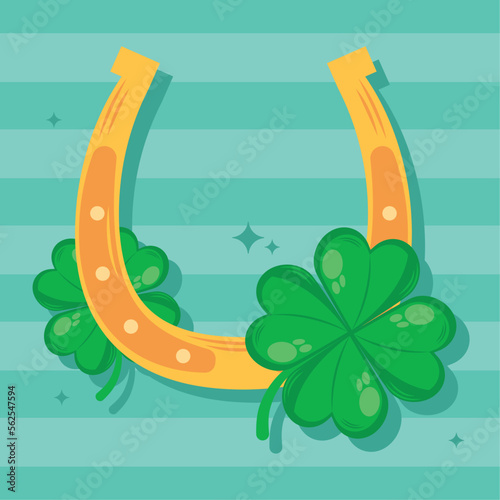 saint patricks day clovers with horseshoe