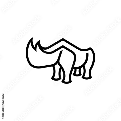 Animal Rhino Simple Line Logo Design  Minimalist Rhino Logo Vector Design