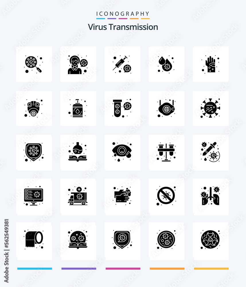 Creative Virus Transmission 25 Glyph Solid Black icon pack  Such As dirty. fever. coronavirus. dengue. blood