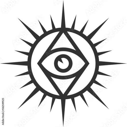 Spiritual eye sign. Mystic vision line icon
