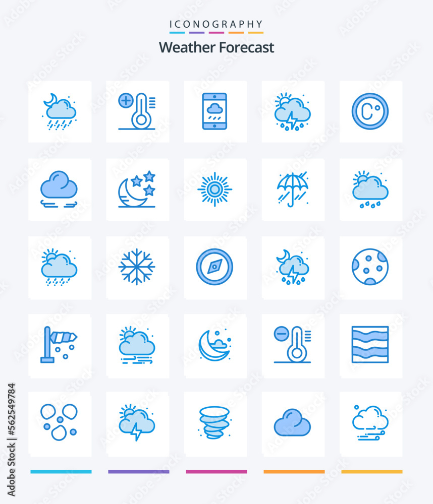 Creative Weather 25 Blue icon pack  Such As measure. climate. cloud. weather. rain