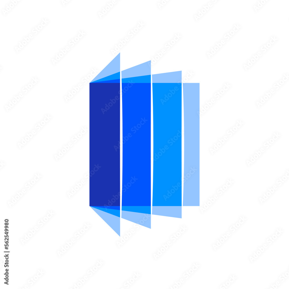 Open book logo from overlapping transparent glass. Vector logo or icon for the bookstore. Open book logo from overlapping transparent glass. Vector logo or icon for the bookstore.