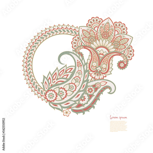 Paisley vector pattern. Isolated Fantastic flower, leaves