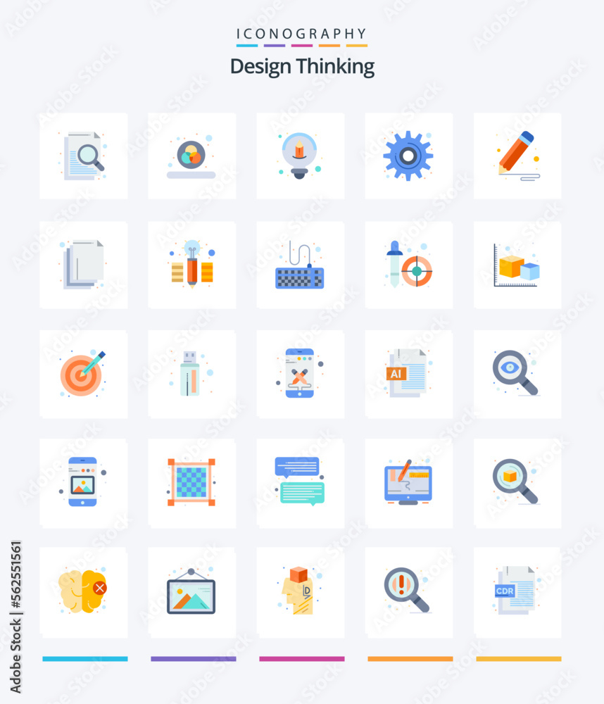 Creative Design Thinking 25 Flat icon pack  Such As pencil. idea. design. tool