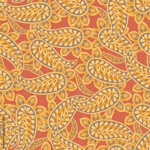 Paisley seamless vector pattern. Vintage background in batik style