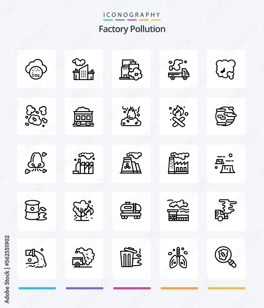 Creative Factory Pollution 25 OutLine icon pack  Such As dust. pm pollution. truck. environment. air