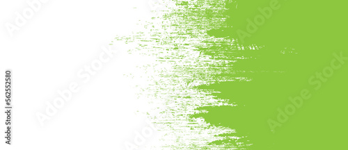 Green brush stroke background. Green ink splash on backdrop. Brush background for wallpaper, paint splatter template, dirt banner, watercolor design, dirty texture. Trendy brush background, vector