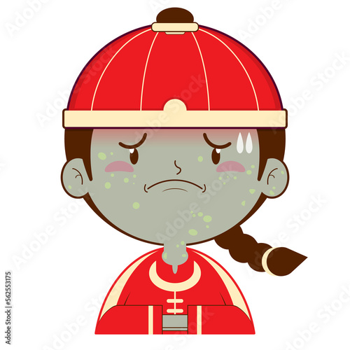 chinese boy sick face cartoon cute