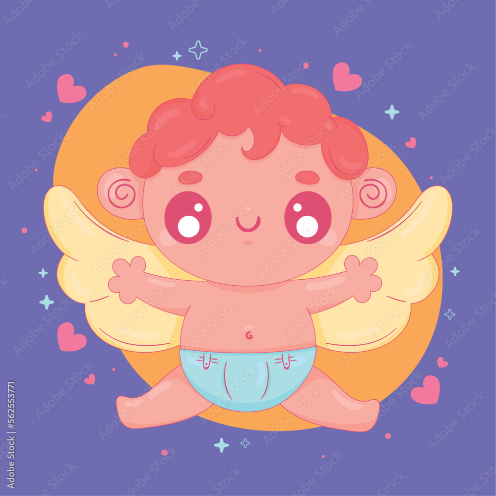 Fototapeta premium cupid angel with hearts