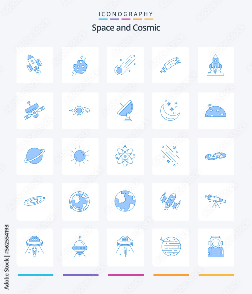 Creative Space 25 Blue icon pack  Such As radar. satellite. space. game. startup