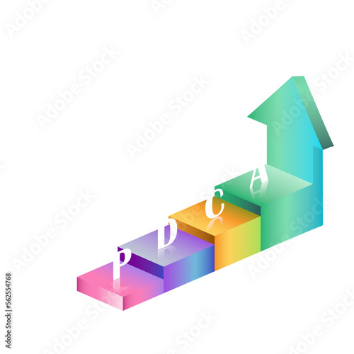 4 Steps PDCA Stair Infographic Elements Stock  3D PNG