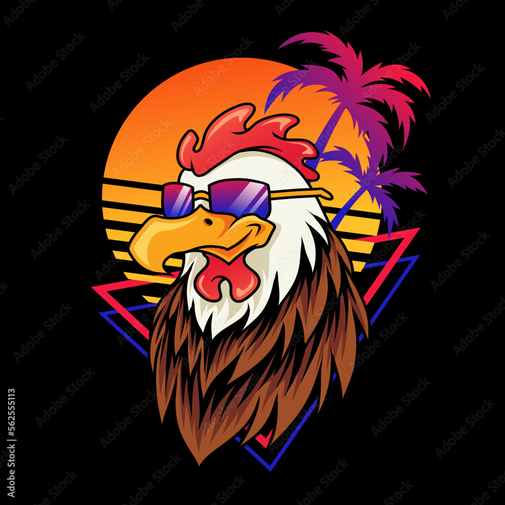 Obraz premium Chicken head in retro style