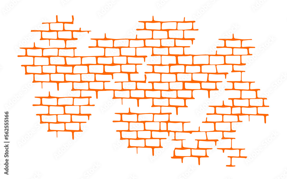 Seam. Brick wall. Vector Texture Pattern Orange. Flat mockup, clean for design decoration isolated. Png