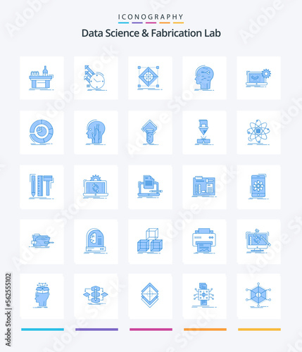 Creative Data Science And Fabrication Lab 25 Blue icon pack Such As hacking. brain. regularities. preparation. grid
