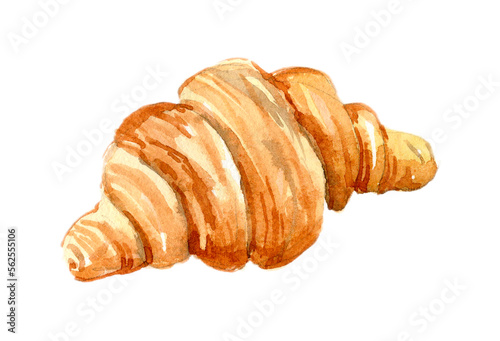 Watercolor croissant. Hand-drawn illustration isolated on the white background.