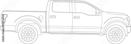 Pickup Truck Silhouette Outlined, Illustration photo