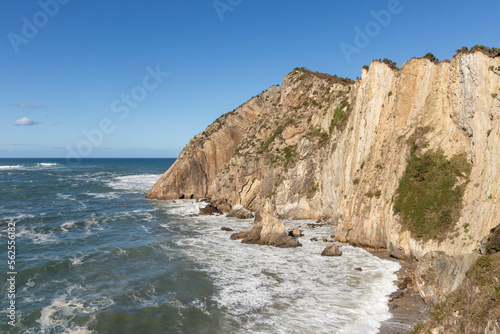 the coast of asturias in the north of spain a god with waves