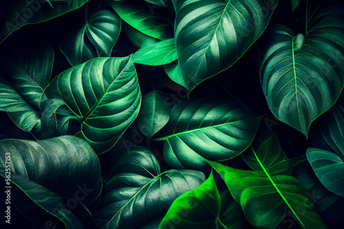 Green Leaf Background.  Generative AI.