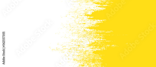 Yellow brush stroke background. Yellow ink splash on backdrop. Brush background for wallpaper, paint splatter template, dirt banner, watercolor design, dirty texture. Trendy brush background, vector