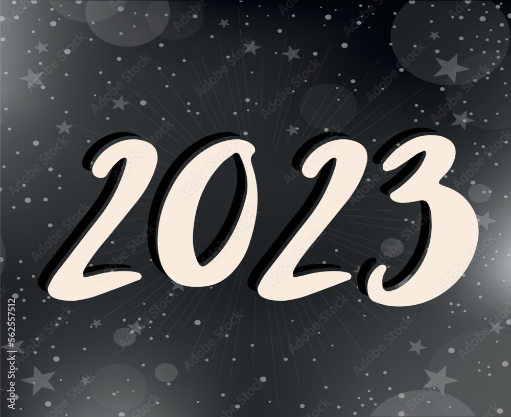 2023 Year White Abstract Vector Illustration Design With Black And White Gradient Background