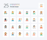 Female Avatar 25 Flat Color icon pack including technologist. specialist. web developer. expert. beautician