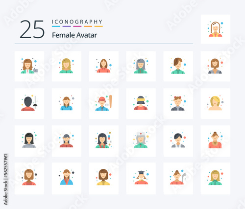 Female Avatar 25 Flat Color icon pack including technologist. specialist. web developer. expert. beautician