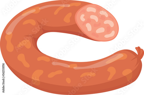 Traditional polish sausage. Smoked meat cartoon icon