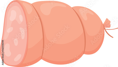 Fototapeta Naklejka Na Ścianę i Meble -  Mortadella cartoon icon. Boiled sausage. Cooked meat