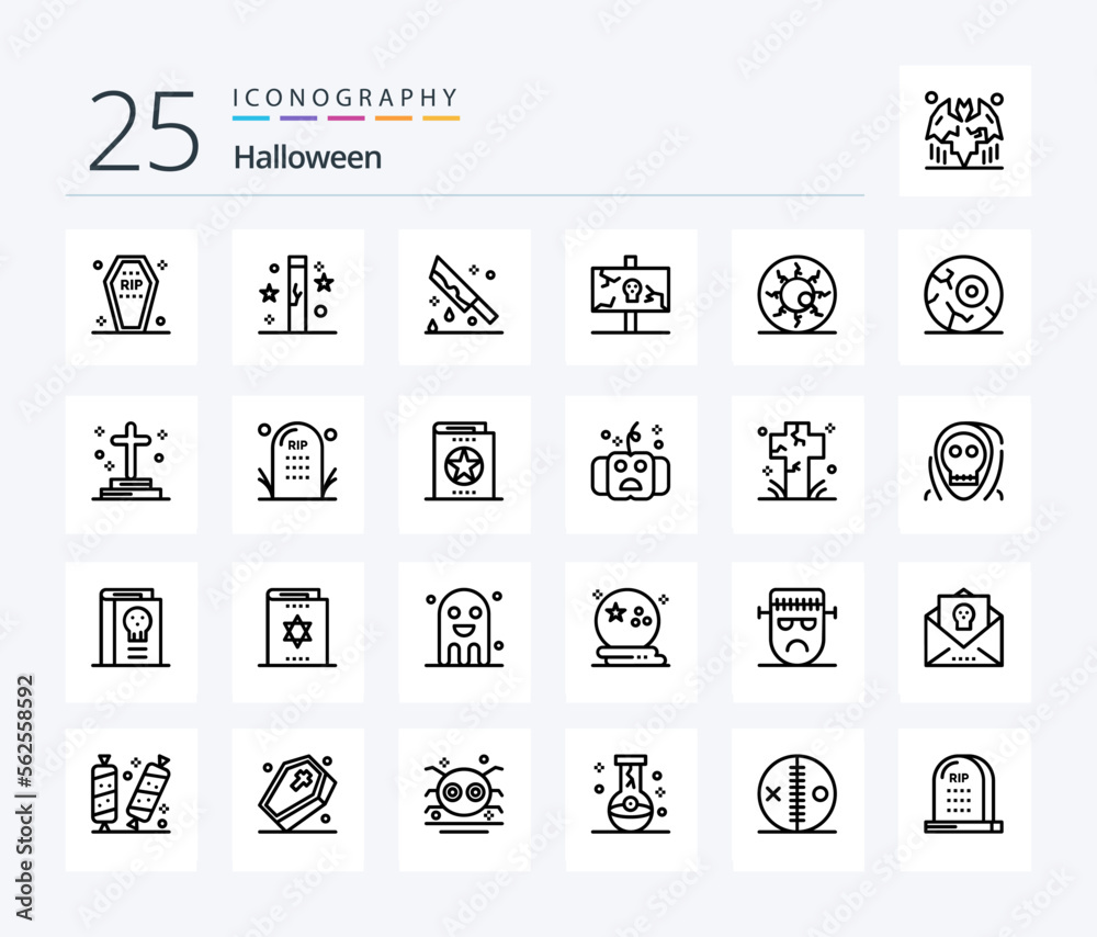 Halloween 25 Line icon pack including holiday. easter. holidays. murder. horror