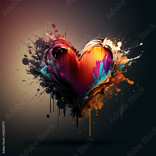 Heart shape wallpaper illustration. Concept of love, falling in love, feeling or emotion. Generative AI.