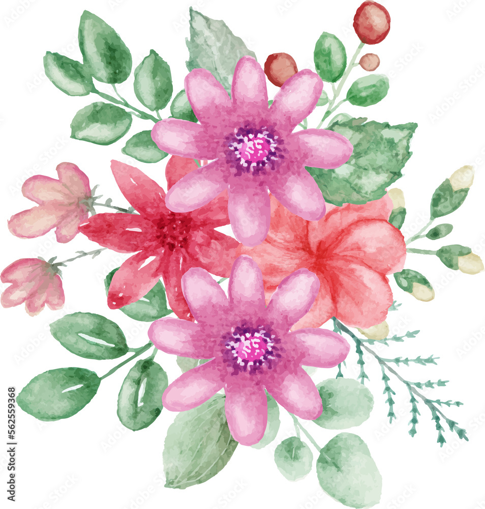 watercolor magenta floral arrangement