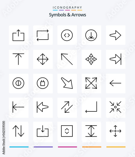 Creative Symbols & Arrows 25 OutLine icon pack Such As move. up. enlarge. home. right