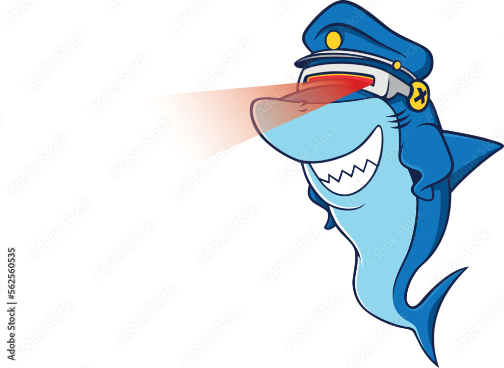 a Shark Wearing Captain Hat Shooting Laser Beam from its Eyeglasses
