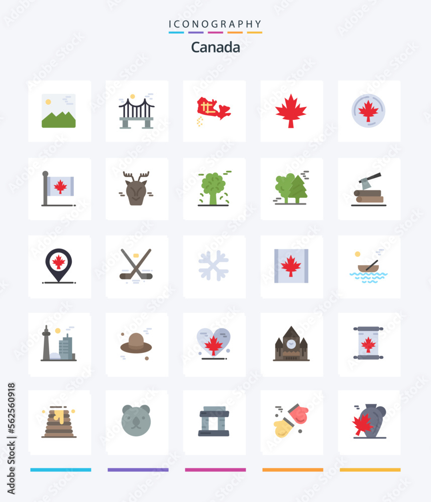 Creative Canada 25 Flat icon pack  Such As leaf. autumn. road. maple. canada
