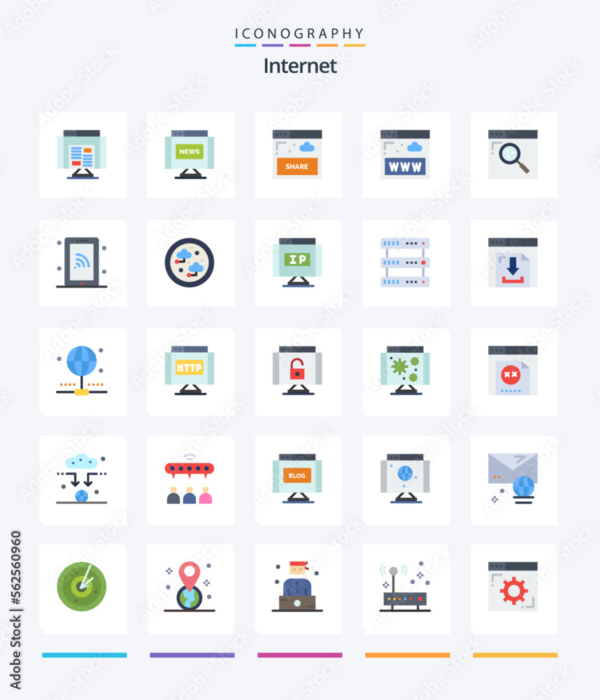 Creative Internet 25 Flat icon pack  Such As internet. www. interface. website. communications