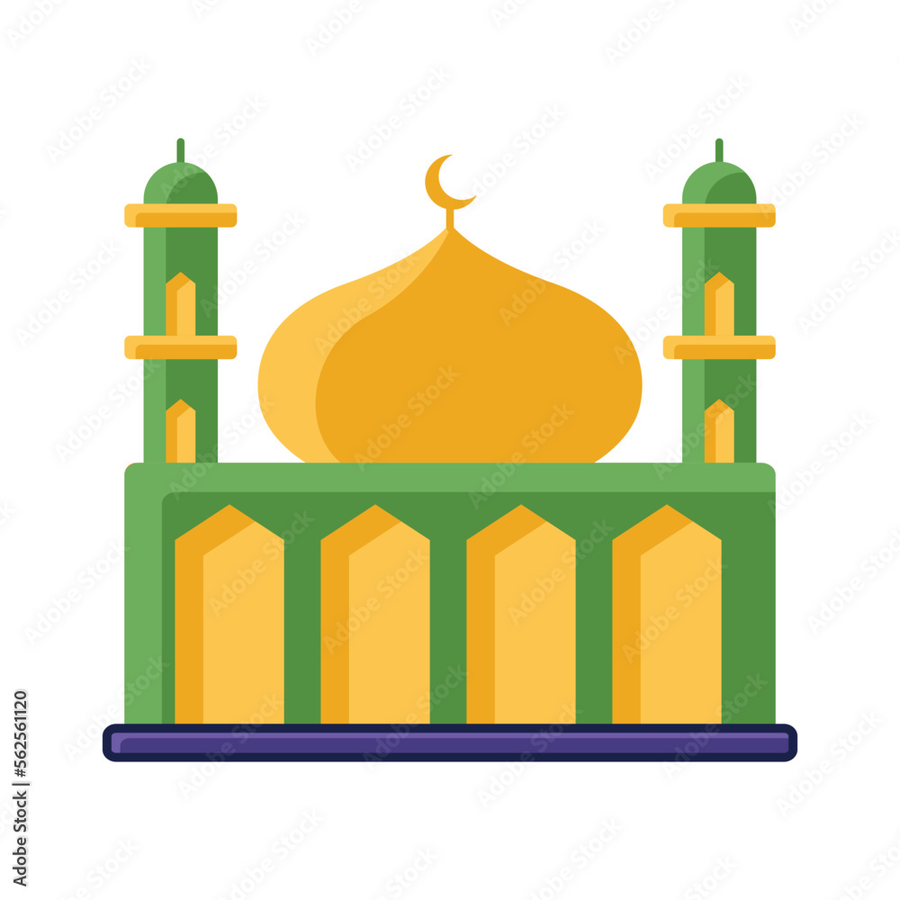 Mosque Islamic Flat Illustration