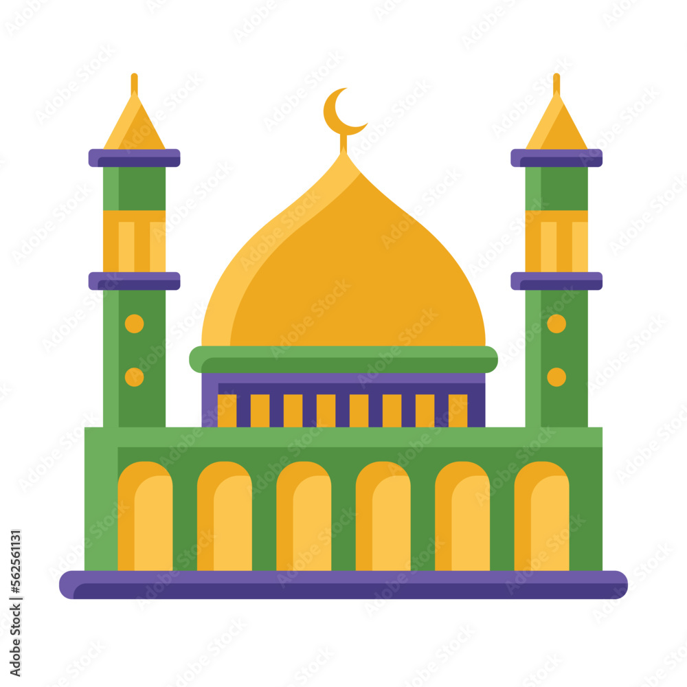 Mosque Islamic Flat Illustration