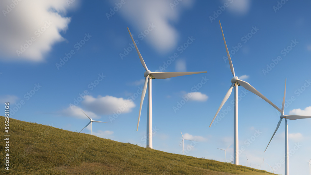 Fototapeta premium wind turbines in the environment, generator, renewable energy, Generative AI