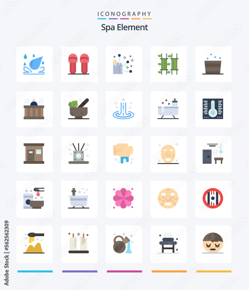 Creative Spa Element 25 Flat icon pack  Such As sauna. bucket. spa. spa. relax