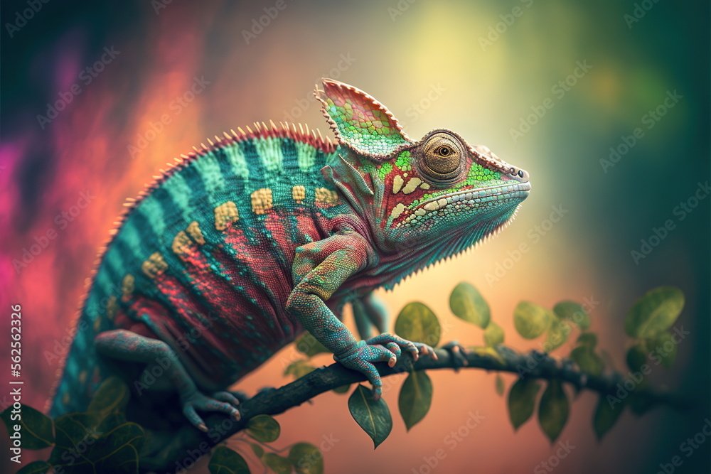 chameleon with blur background, predator, Made by AI,Artificial ...