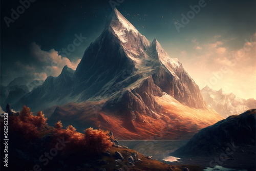 nice landscape with mountain, Made by AI,Artificial intelligence
