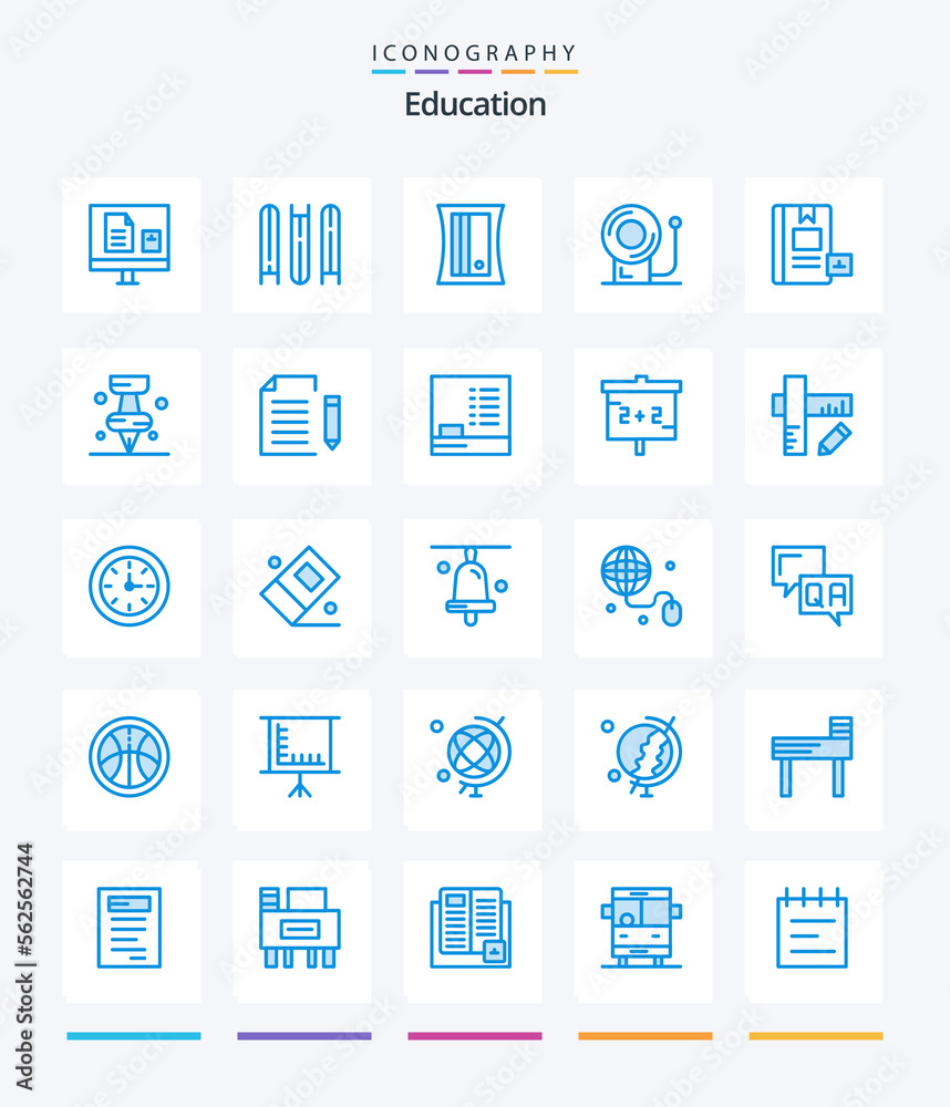 Creative Education 25 Blue icon pack  Such As book. equipment. . education.