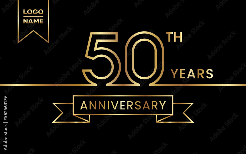 50th Anniversary template design concept with golden text and ribbon. Vector Template Illustration 50th Anniversary template design concept with golden text and ribbon. Vector Template Illustration