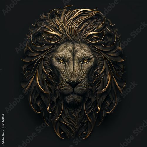 Lion head vector illustration for logo, design or tattoo. Generative AI.