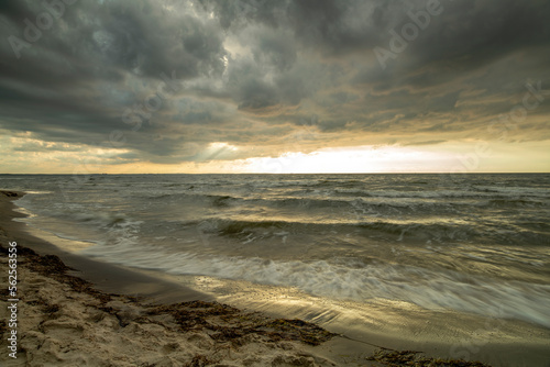 Natural landscape from the sea on a cloudy windy day. © roobcio